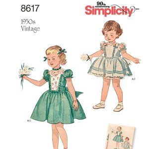 Pre-Owned Toddler Simplicity Vintage 1950 Style Sewing Dress Pattern 8617